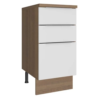 Balcão Madesa Stella 40 cm 3 Gavetas - Rustic/Branco em Oferta na Shopee