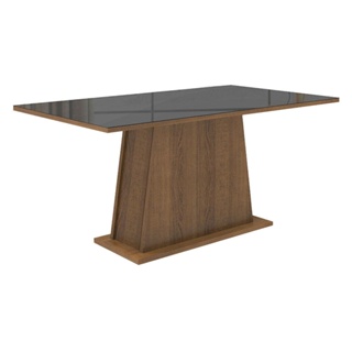 Mesa Madesa Retangular Tampo de Vidro 5364 - Rustic/Preto