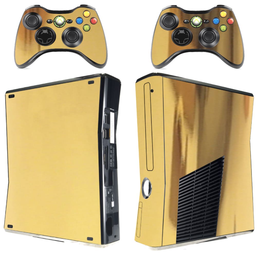 Skin Xbox 360 Slim Adesivo Pelicula Protetora Cromo Gold