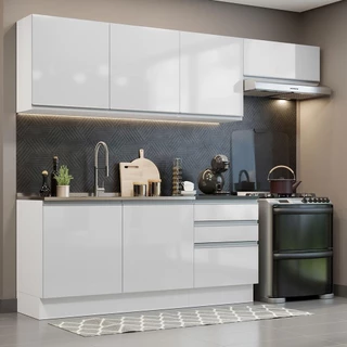Cozinha Completa 100% MDF Madesa Acordes 260003 com Armário e Balcão - Frentes Branco Brilho em Oferta na Shopee