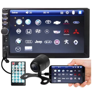 Central Multimídia Mp5 2 Din Espelhamento Android Auto Carplay Ios Câmera Ré Bluetooth Usb Sd Aux