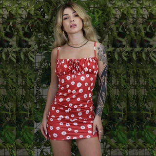 VESTIDO CAMI BODYCON ESTAMPA FLORAL TOTAL BUSTO FRANZIDO FRENTE NÓ EXCLUSIVO AITONA