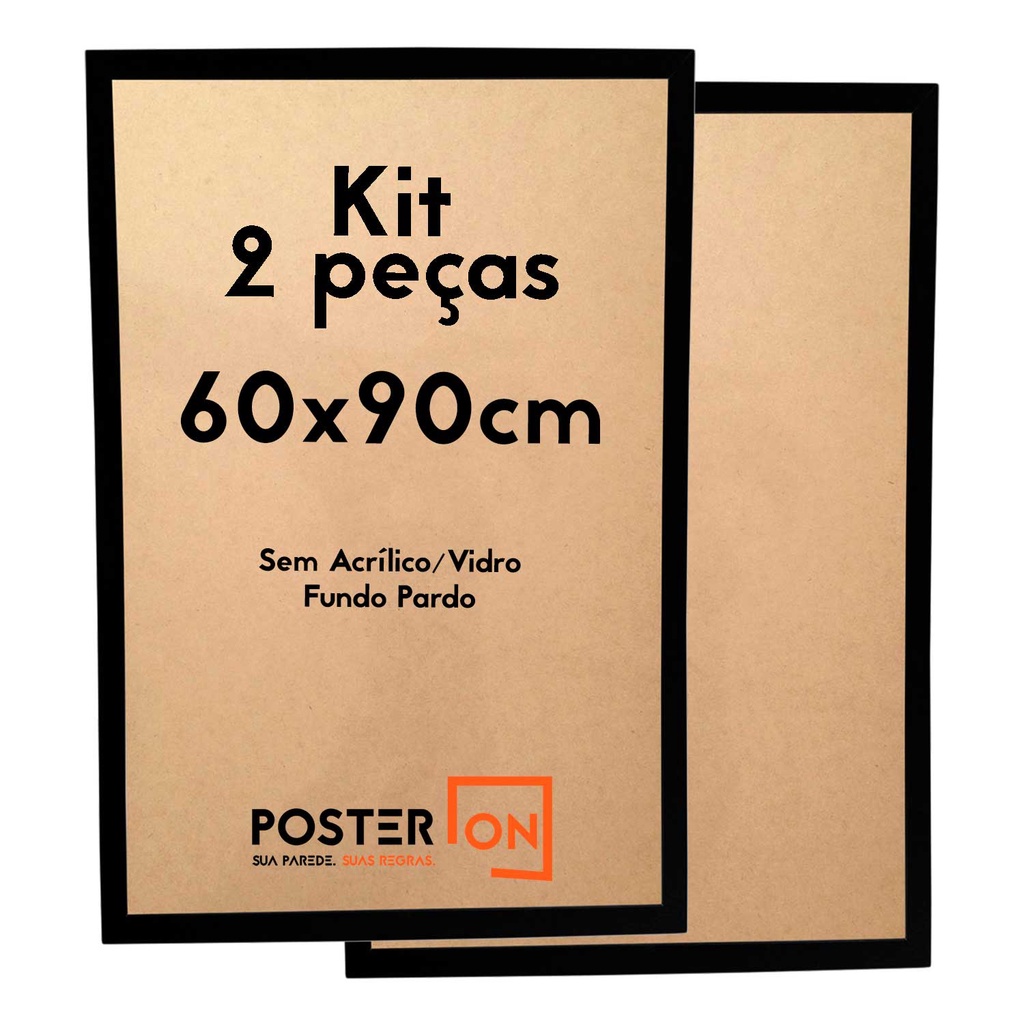 Kit 2 Molduras 60x90cm – Sem acrílico PS - Fundo Pardo