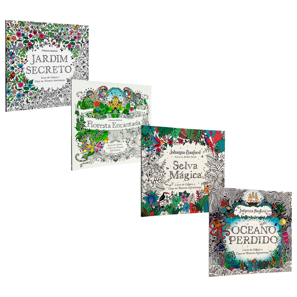 Kit Johanna Basford - Jardim + Floresta + Selva + Oceano | Shopee Brasil