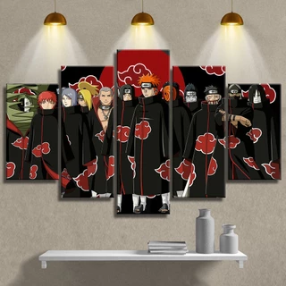 Quadro decorativo Naruto Akatsuki anime 5 peças