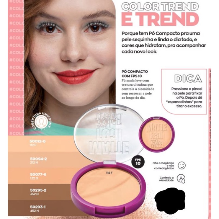 Pó compacto Matte Real Color Trend 7g | Shopee Brasil