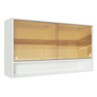 Armário Aéreo Madesa Glamy 2 Portas de Correr de Vidro Reflex e 1 Nicho - Branco