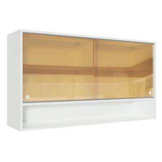 Armário Aéreo Madesa Glamy 2 Portas de Correr de Vidro Reflex e 1 Nicho - Branco