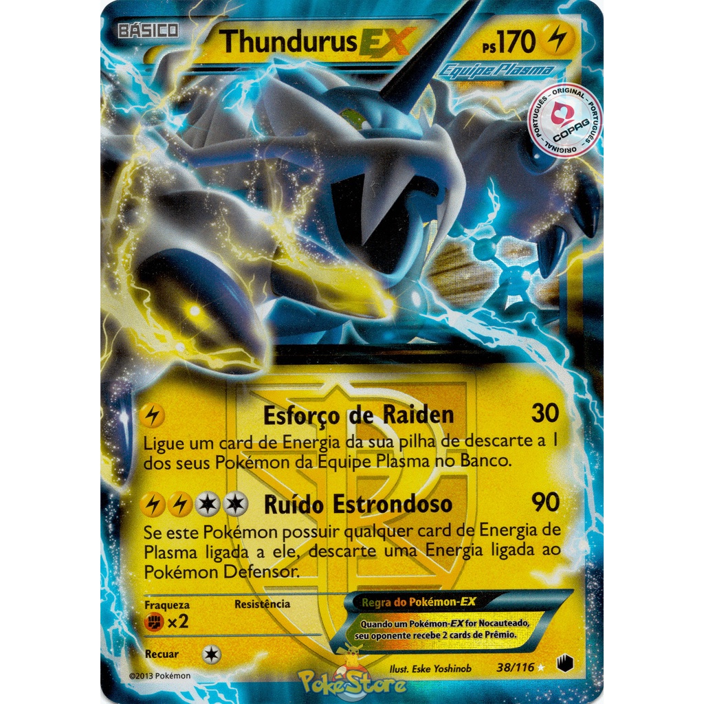 Carta Pokemon Thundurus EX Portugus 38/116 26/108 Card Original Copag  Pronta Entrega | Shopee Brasil