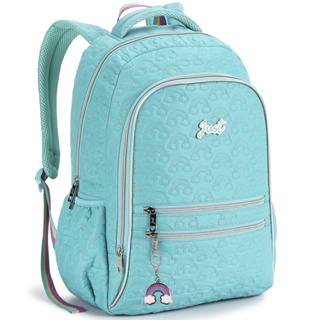 Mochila Escolar Feminina Juvenil Reforçada com Chaveiro