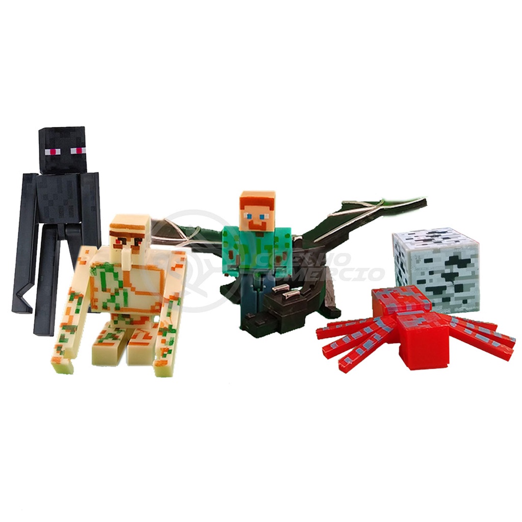 Kit com 4 itens Brinquedo Boneco Minecraft Zumbi, Pólvora, Bloco e Picareta  - LETLOR Shopping Online