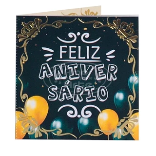 Cartão de Felicitações Aniversário 6,3 x 6,3cm com Envelope, Agência de Ideias - 1 Unid.