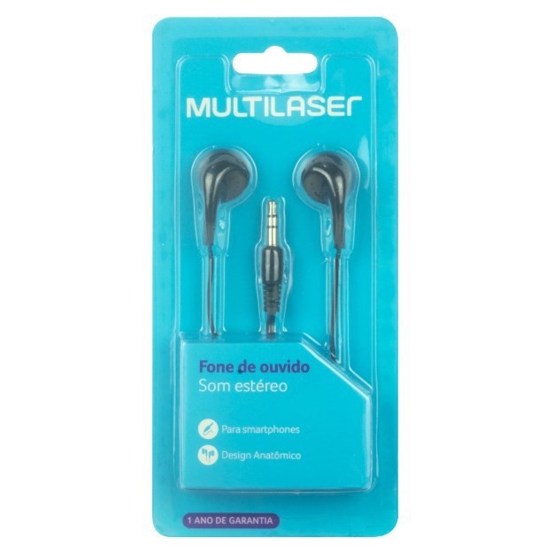 FONE DE OUVIDO MULTILASER SOM ESTEREO 106DB P2 | Shopee Brasil