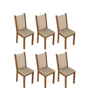 Kit 6 Cadeiras de Jantar 4291 Madesa Rustic/Crema/Pérola
