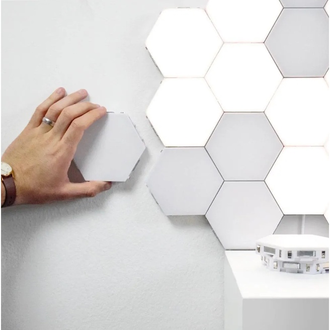 Kit 6 Lâmpada Colmeia Led Luminária Colorido Sem Fio Rgb Controle Remoto