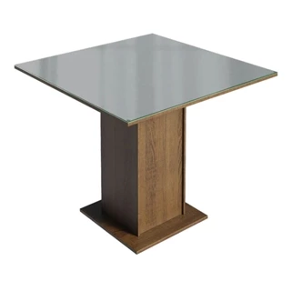 Mesa de Jantar Quadrada Tampo de Vidro Madesa 5363 - Rustic/Cinza em Oferta na Shopee