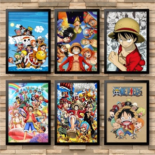 Quadro Decorativo 5 peças Mosaico Animes One Piece Luffy Zoro Nami Sanji  Gear