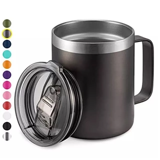 Caneca Térmica 350ml Café Isolada Aço Inoxidável Com Alça Viagem Vácuo Parede Dupla
