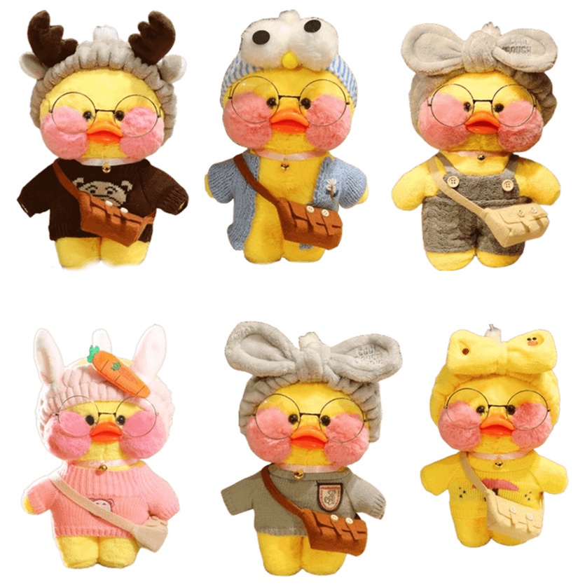 DIY) 2022 Larafan Coffee Duck Yellow Plush Cartoon Toy Kawaii Animal Boneca  Travesseiro Menina Ano Novo Presentes Infantis Podem Ser Vestir