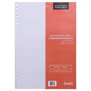Refil p/ Caderno A4 Linhas Brancas Pautado 90g Nali