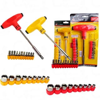 Kit Jogo Soquetes Ferramentas Chave Universal Boca T Fenda Philips 24 Peças em Oferta na Shopee