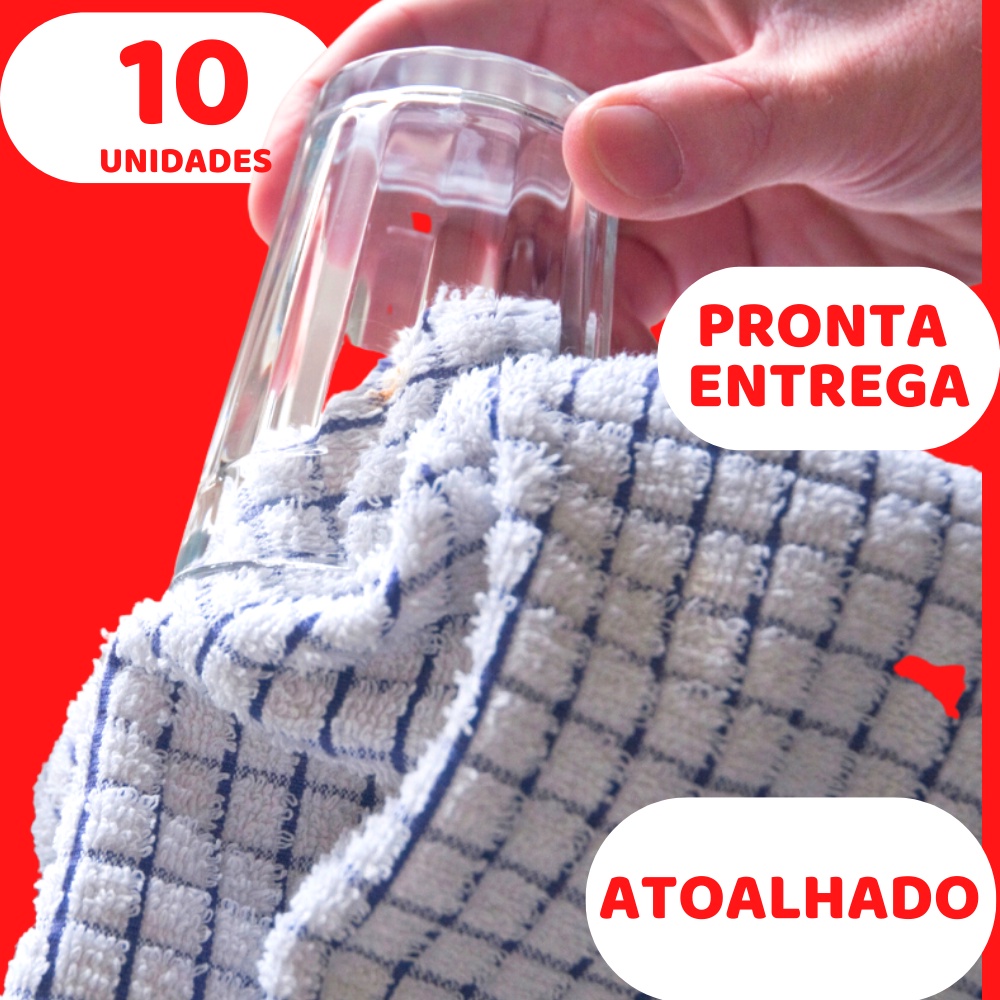 Pano De Prato Atoalhado Felpudo 10 unidades Pano Copa Pano Cozinha Louça