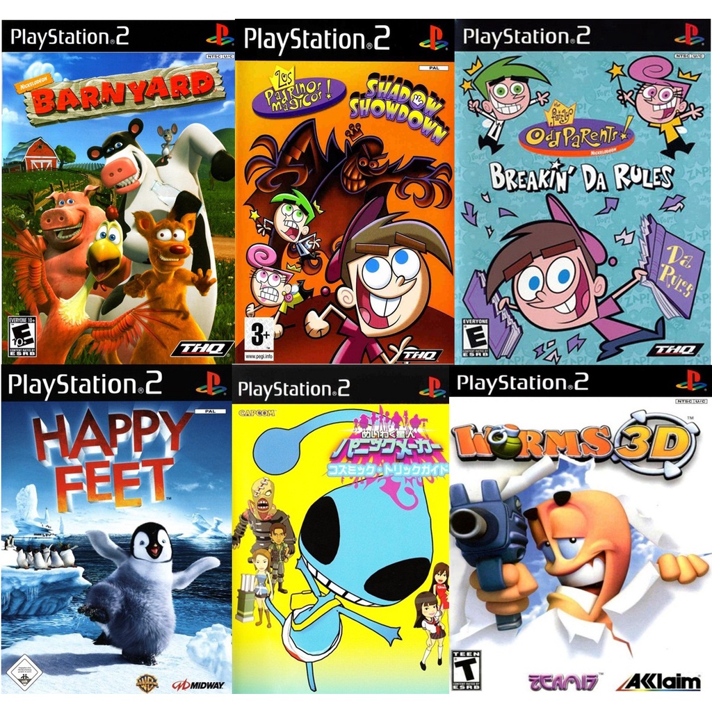 Kit Jogos Meninos Barnyard Fairly Oddparents Happy Feet Worms 3D