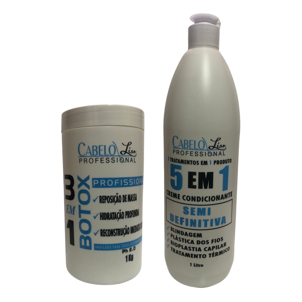 Kit Progressiva Semi Definitiva 5 em 1 1L + botox 3 em 1 1KG | Shopee ...