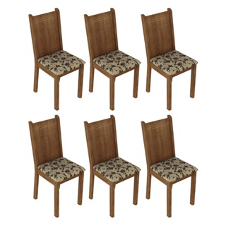 Kit 6 Cadeiras 4290 Madesa - Rustic/Bege Marrom