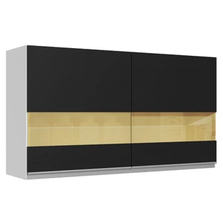 Armário de Cozinha Aéreo 100% MDF 120 cm 2 Portas Vidro Reflex Branco/Preto Acordes Madesa em Oferta na Shopee