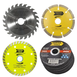 KIT 6x Disco de Corte 110x20mm Turbo + Segmentado + Serra de Wídea + 3 Corte Fino Aço/Inox