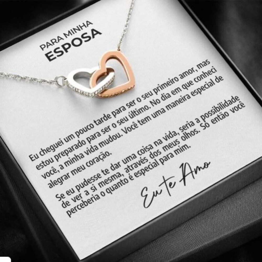 Colar Corações Presente Esposa Namorada Com Mensagem E Caixa