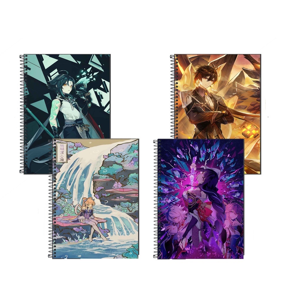 Caderno Genshin Impact Folhas Personalizadas Espiral Capa Dura