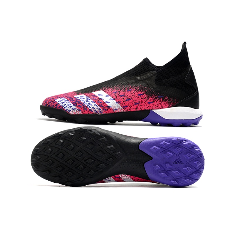 Bola de futebol Society Messi x Predator Freak3 Laceless TF Tênis Chuteira botinha Rosa Preto