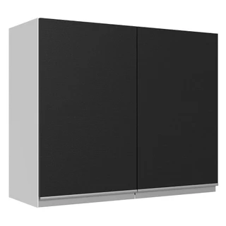Armário de Cozinha Aéreo 100% MDF 80 cm 2 Portas Branco/Preto Acordes Madesa em Oferta na Shopee