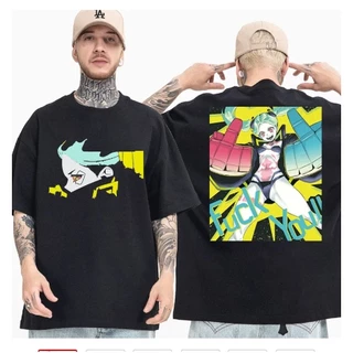 Camiseta Básica Algodão Unissex Anime Anime Cyberpunk Manga Curta Oferta