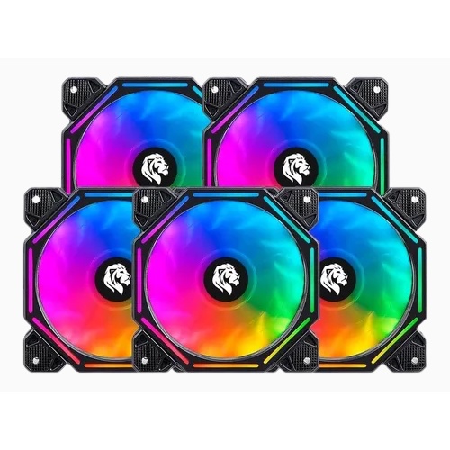 Kit 5 Cooler Fan Led RGB 120mm 12cm Gabinete Pc Gamer Ventoinha - Hayom