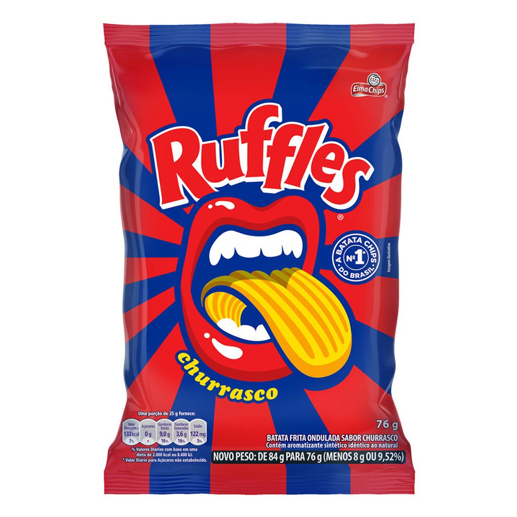 Batata Ruffles Elma Chips Sabor Churrasco 76g | Shopee Brasil
