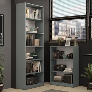 Kit Madesa Estante Livreiro 6908 + Estante Livreiro 6907 - Cinza