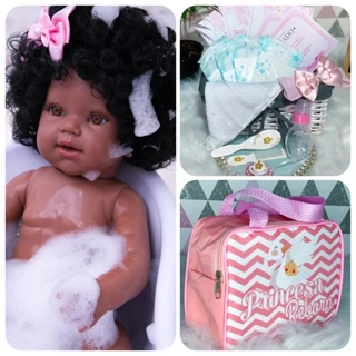 Bebê Reborn 100% Silicone Negra + 22 Itens Com Bolsa Promoção