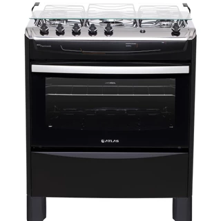 Fogão 5 bocas Preto Atlas New Fastcook com Acendimento Automático