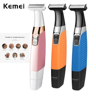 Barbeador Elétrico Kemei Lâmina USB Recarregável Barba E Aparador De Bigode Segurança De Barbear Para Homens Mulheres