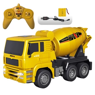 Caminhão Brinquedo Betoneira/Mixer, 6 Canais, 1:18, Faróis de Led, Huina 1333 Controle Remoto