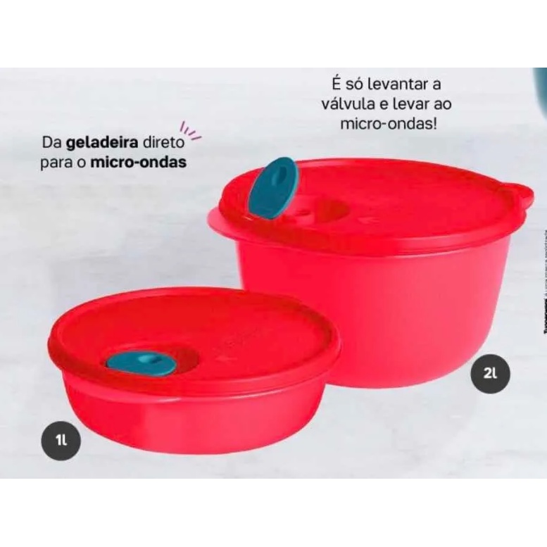 Tupperware Kit Tigelas Cristalwave Litro Litros Vermelha Linha Microondas Shopee Brasil