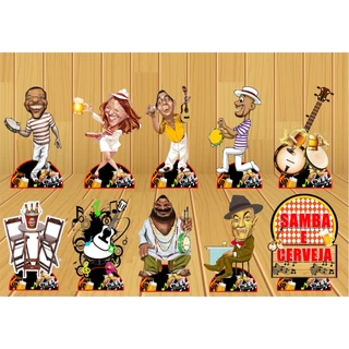 Display de Festa 15cm em Madeira MDF Tema : Samba e cerveja