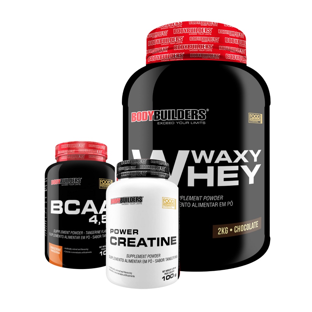 Kit Waxy Whey 2kg , BCAA 4,5 100g, Power Creatina 100g – Bodybuilders