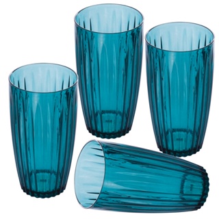 Conjunto 4 Copos Plasútil 510 ml Lapidado Azul