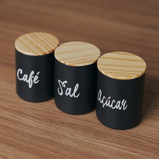 Kit 3 Potes para Café Sal Açúcar para Mantimentos