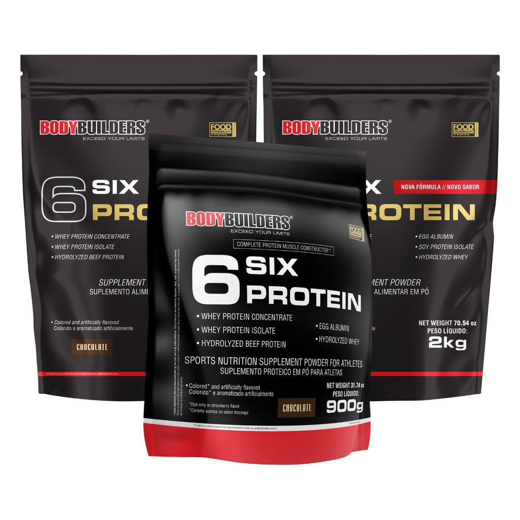 Kit 2x 6 Six Protein 2kg + 1x 6 Six Protein 900g – Bodybuilders