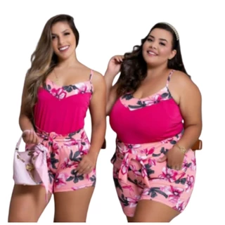 Conjunto Short Com Bolso + Blusa De Alça Feminino G ou Plus Size GG até 54. PROMOÇÃO